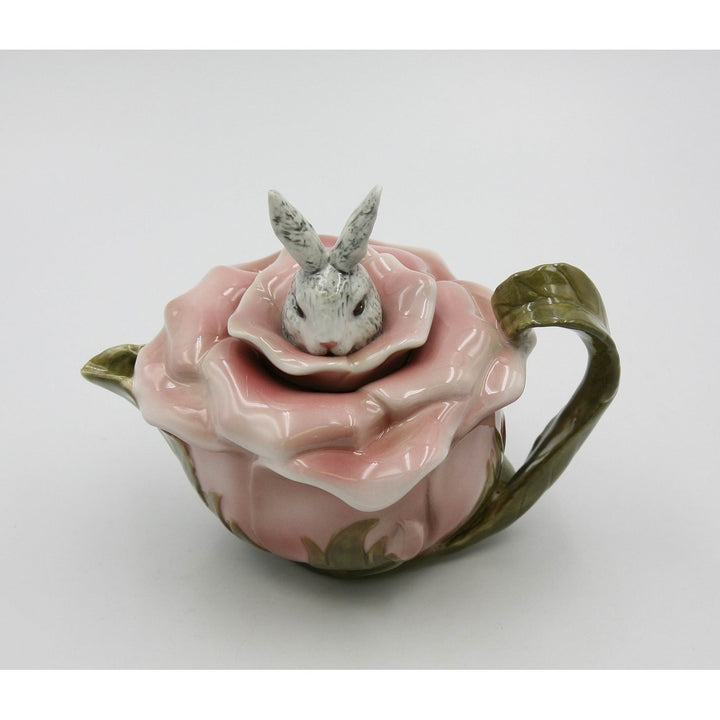 Ceramic Bunny Rabbit Rose Teapot 12oz  Mom Image 4