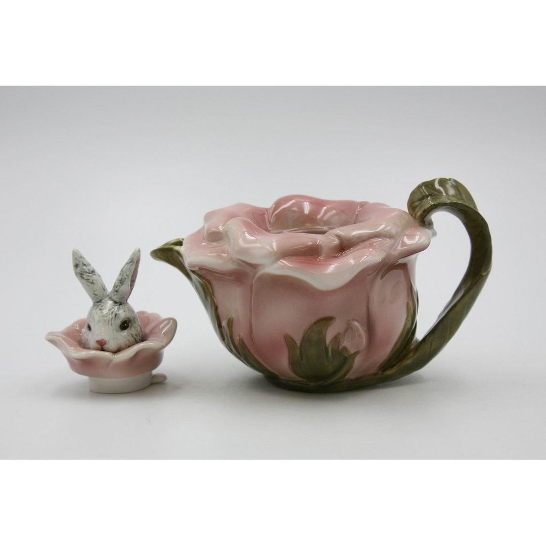 Ceramic Bunny Rabbit Rose Teapot 12oz  Mom Image 4