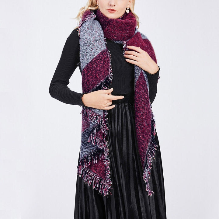 Women Winter Warm Scarf Long Soft Knitted Shawl Image 6