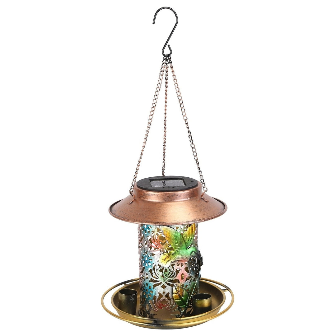 Solar Bird Feeder Decorative Hanging Bird Feeder Lantern Warm White Light Bird Feeder for Outdoor Garden Backyard Image 6