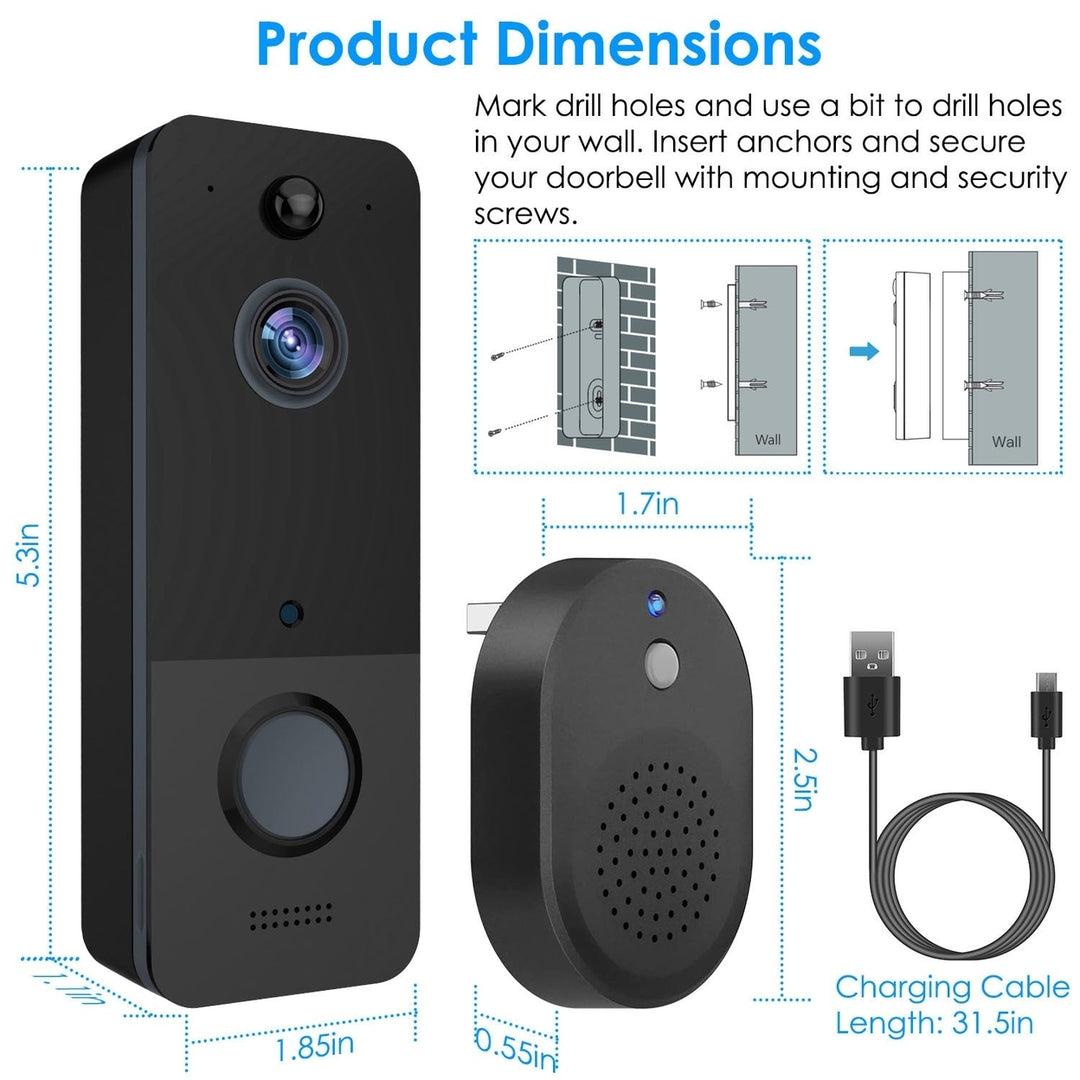 Wireless Smart WiFi Video Doorbell Security Phone Door Ring Intercom Camera Two Way Audio Night Vision Image 8