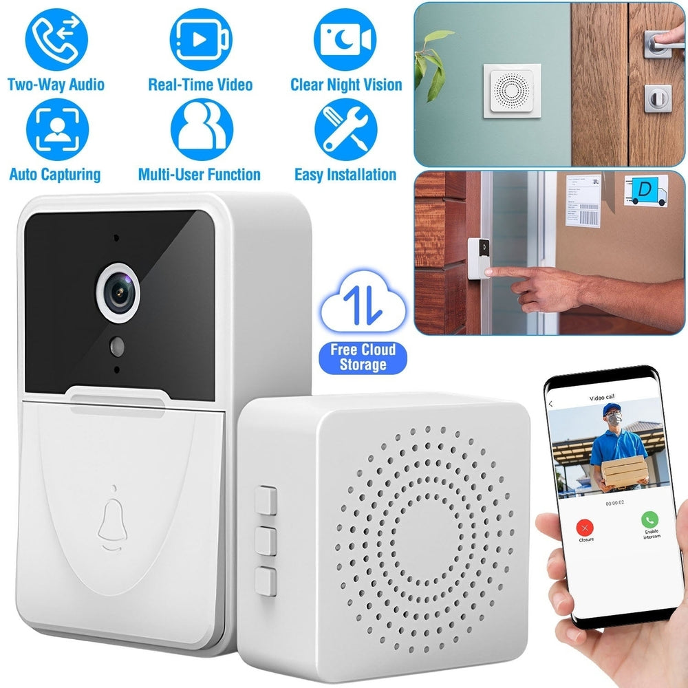 Smart Wireless WiFi Video Doorbell Security Phone Door Bell Intercom Camera Door Bell Chime Two Way Audio Night Vision Image 2