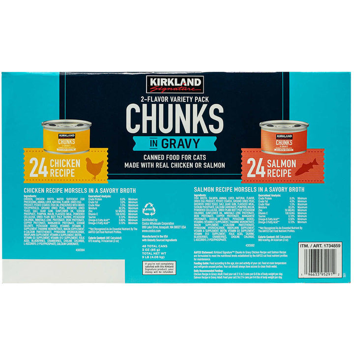 Kirkland Signature Canned Cat Food Chunks in Gravy Variety Pack 3 Oz (48 Ct) Image 2