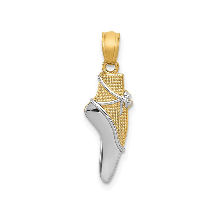 14K Yellow and White Gold Ballet Show Slipper Charm Pendant (No Chain) Image 1