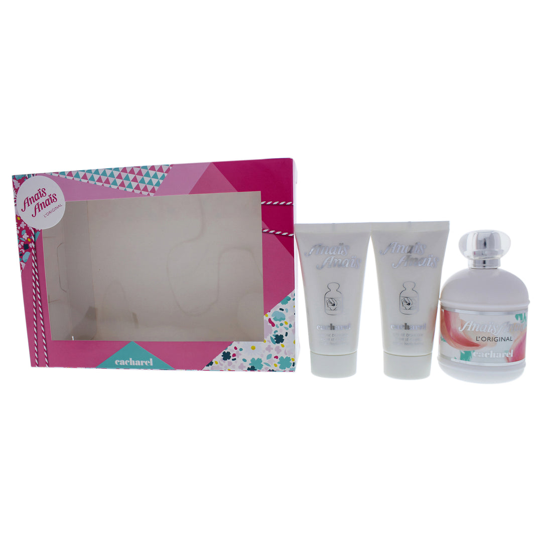 Cacharel Anais Anais 3.4oz EDT Spray, 2 x 1.7oz Perfumed Body Lotion 3 Pc Gift Set Image 1