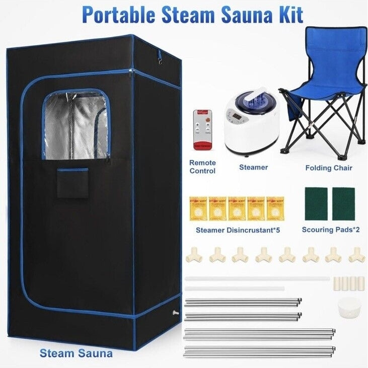 Personal Steam Sauna 2.6L Steamer Remote Control Folding Chair 9 Level Image 2