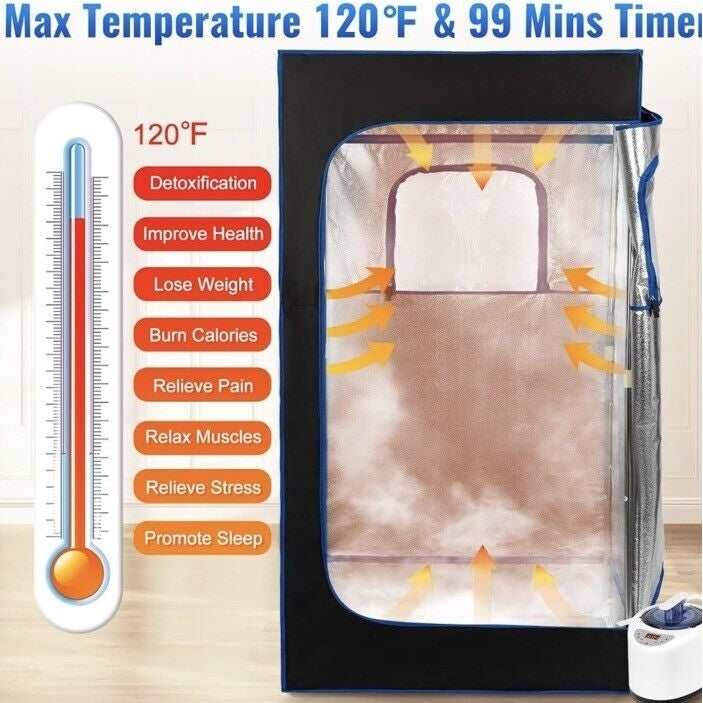 Personal Steam Sauna 2.6L Steamer Remote Control Folding Chair 9 Level Image 3