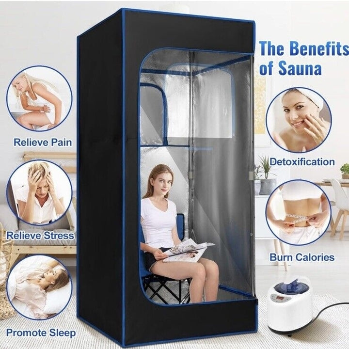 Personal Steam Sauna 2.6L Steamer Remote Control Folding Chair 9 Level Image 4