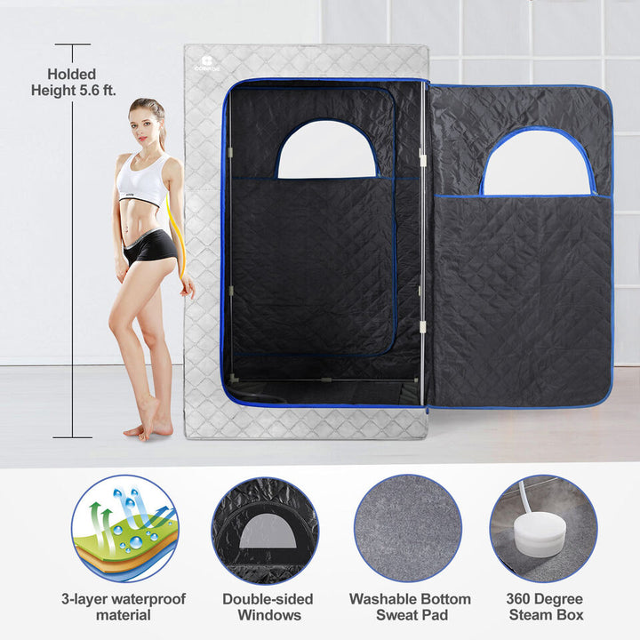 COSVALVE Full Size 1000W 2.6L Portable Personal Steam Sauna Heated Home Spa Detox Therapy Image 4