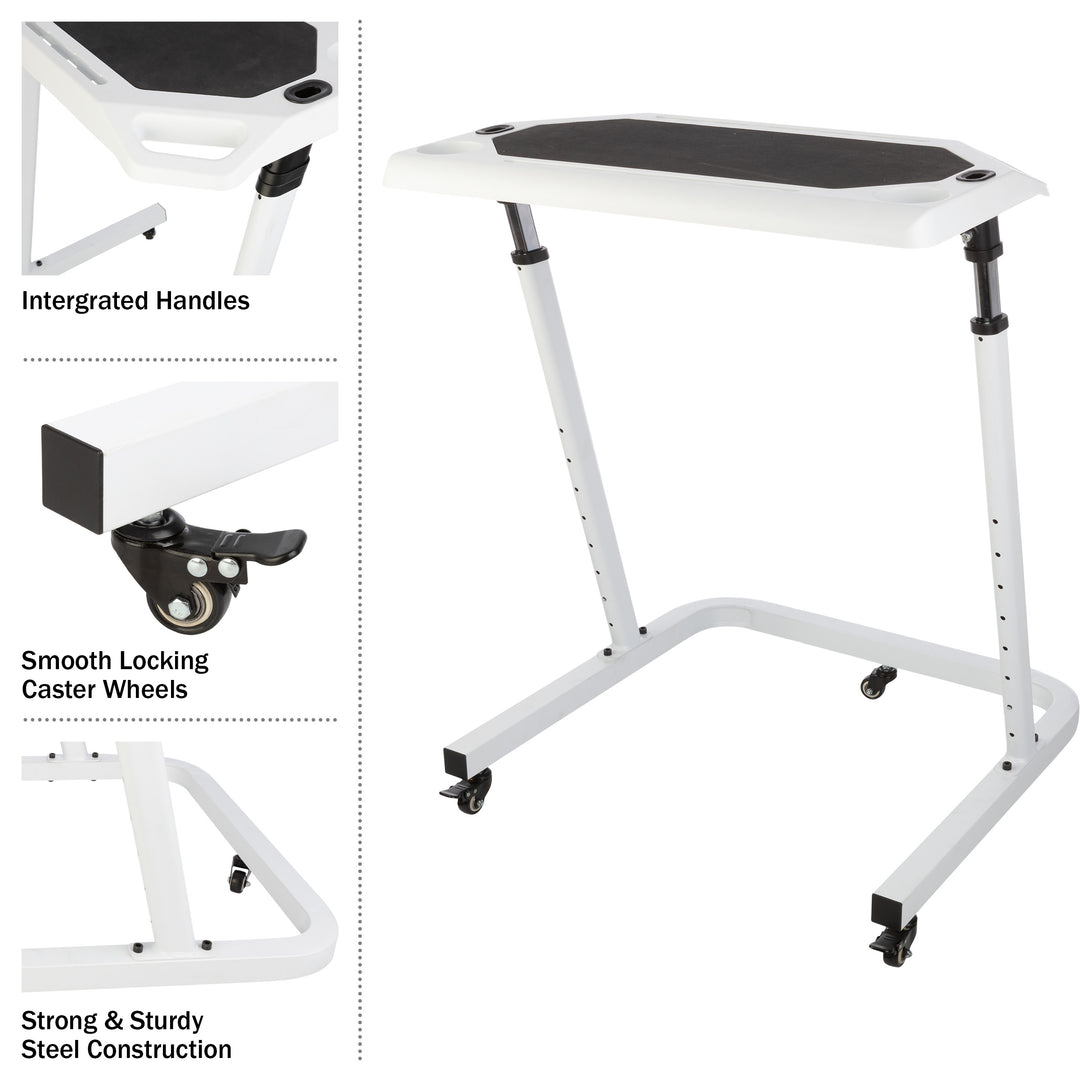 RAD Cycle Bike Desk Rolling Laptop Cart Adjustable Standing Desk with Cupholders Image 3