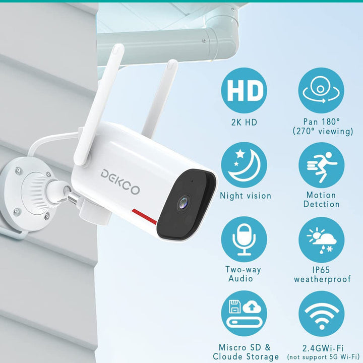 DECKO Security Cameras Outdoor 1080p Pan Rotating 180 WiFi Camera for Home 2 Pk Image 8