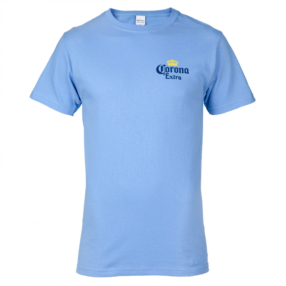 Corona Extra Parrot La Vida Mas Fina Blue Front and Back T-Shirt Image 2