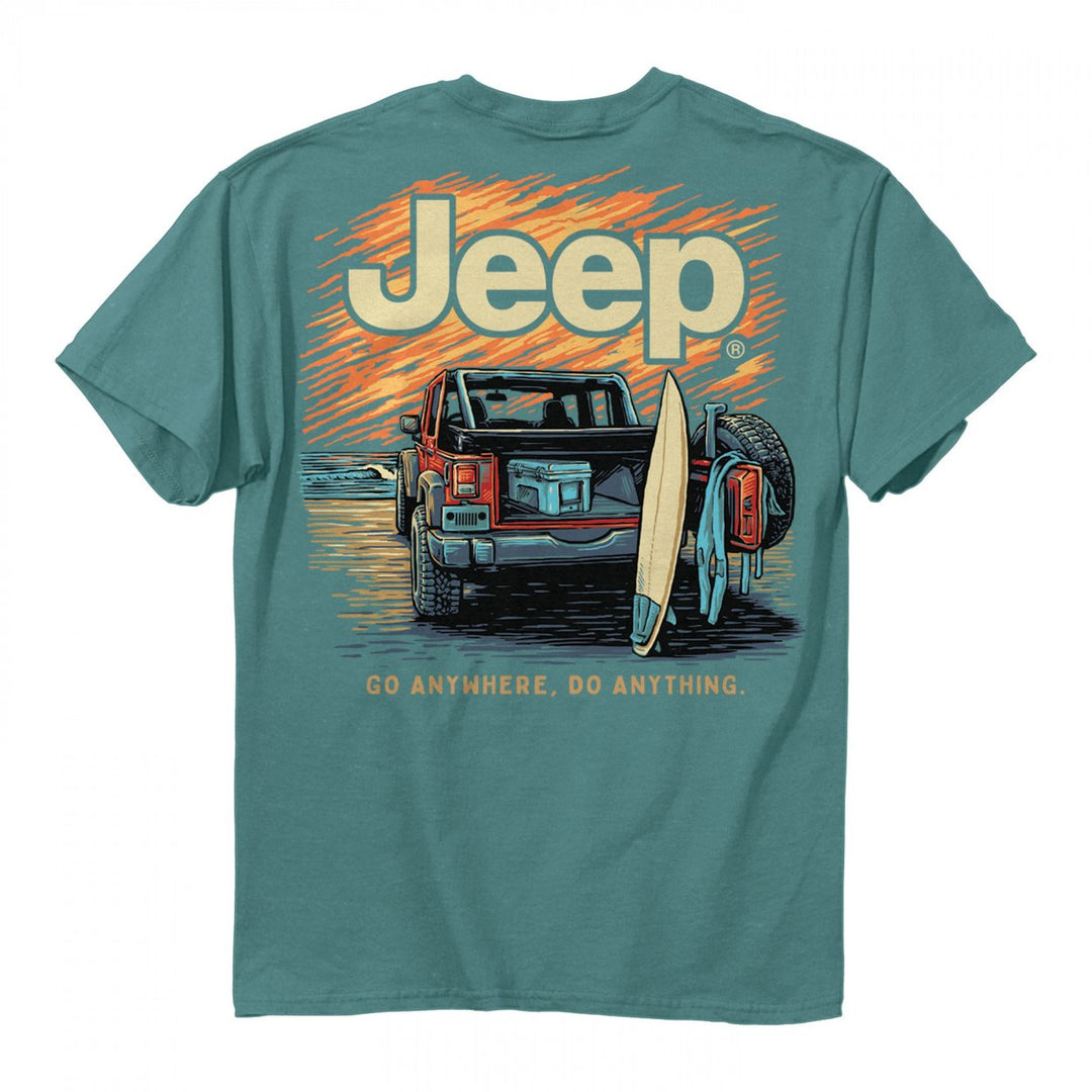 Jeep Surf Beach Front and Back Pigment Dyed Print T-Shirt Image 1