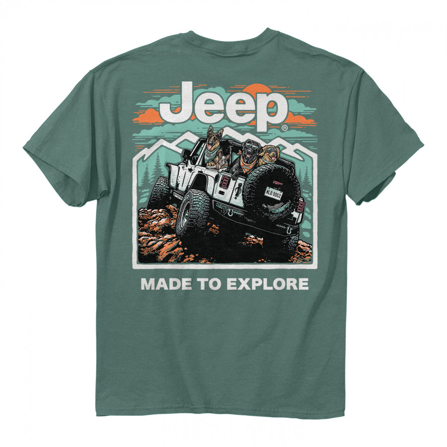 Jeep Made to Explore Front and Back Print Pigment Dyed T-Shirt Image 1