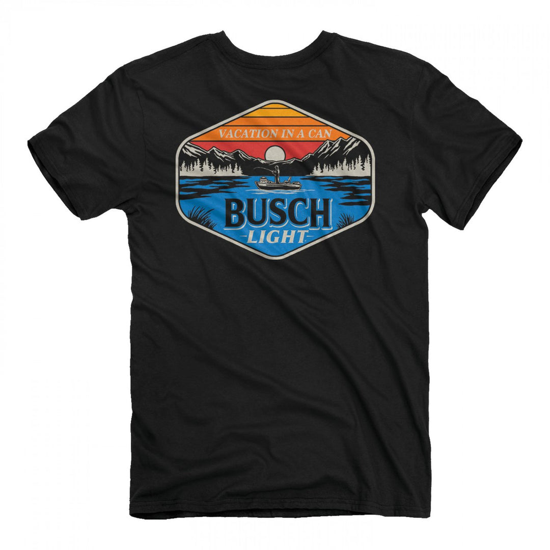 Busch Light Sunset at the Lake Front and Back Print T-Shirt Image 1