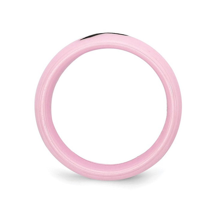 Womens 8mm Pink Ceramic Band with Black Ribbon Image 4