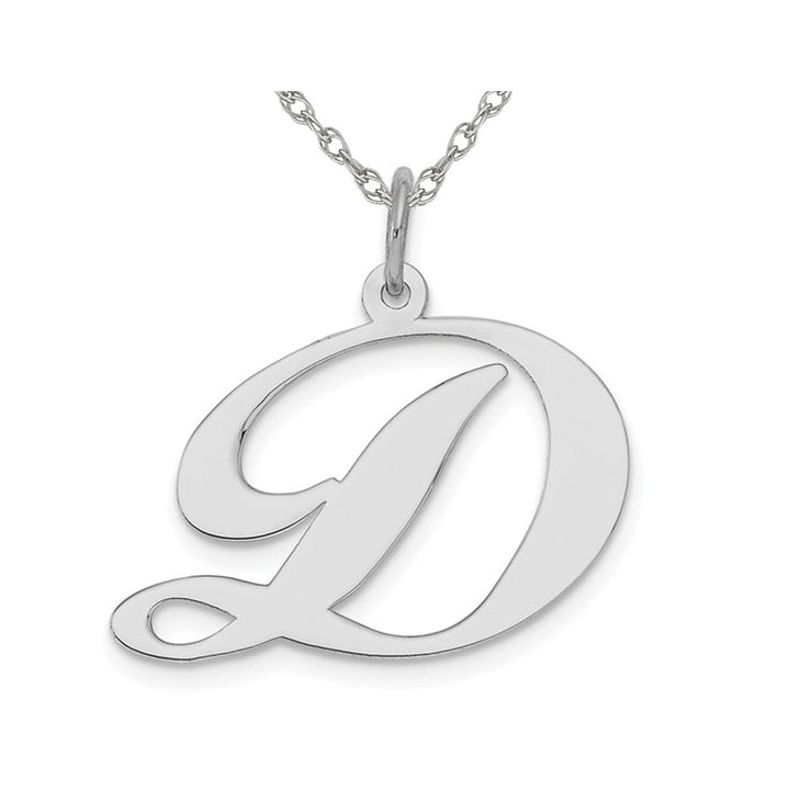 Sterling Silver Fancy Script Initial -D- Pendant Necklace Charm with Chain Image 1