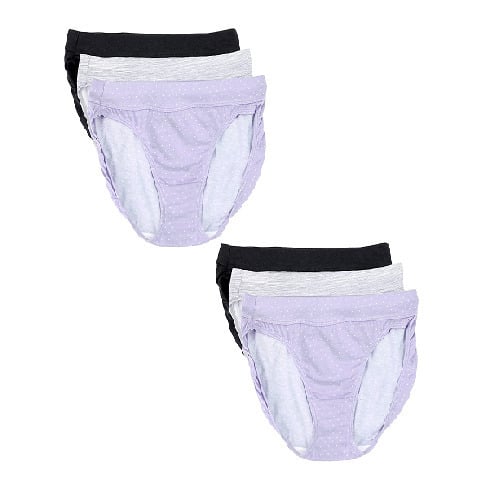 Bali Women Cotton Modal Bikini Panty 3 Pack Medium Purple Dots Grey Black Image 2