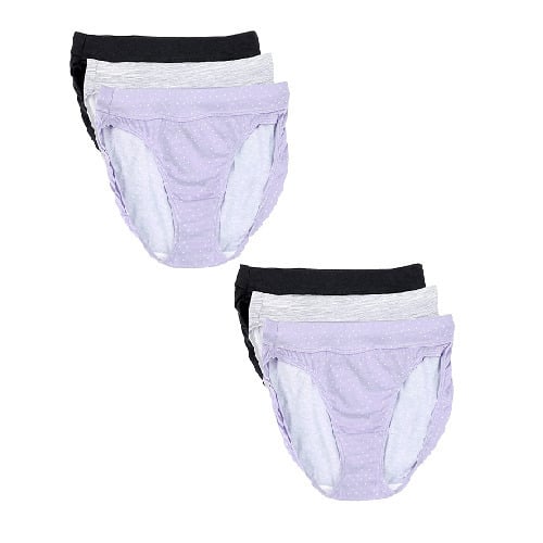 Bali Women 3 Pack Ultra Soft Cotton Modal Bikini Panty - Small - Purple Dots-Heather Grey-Black Image 2