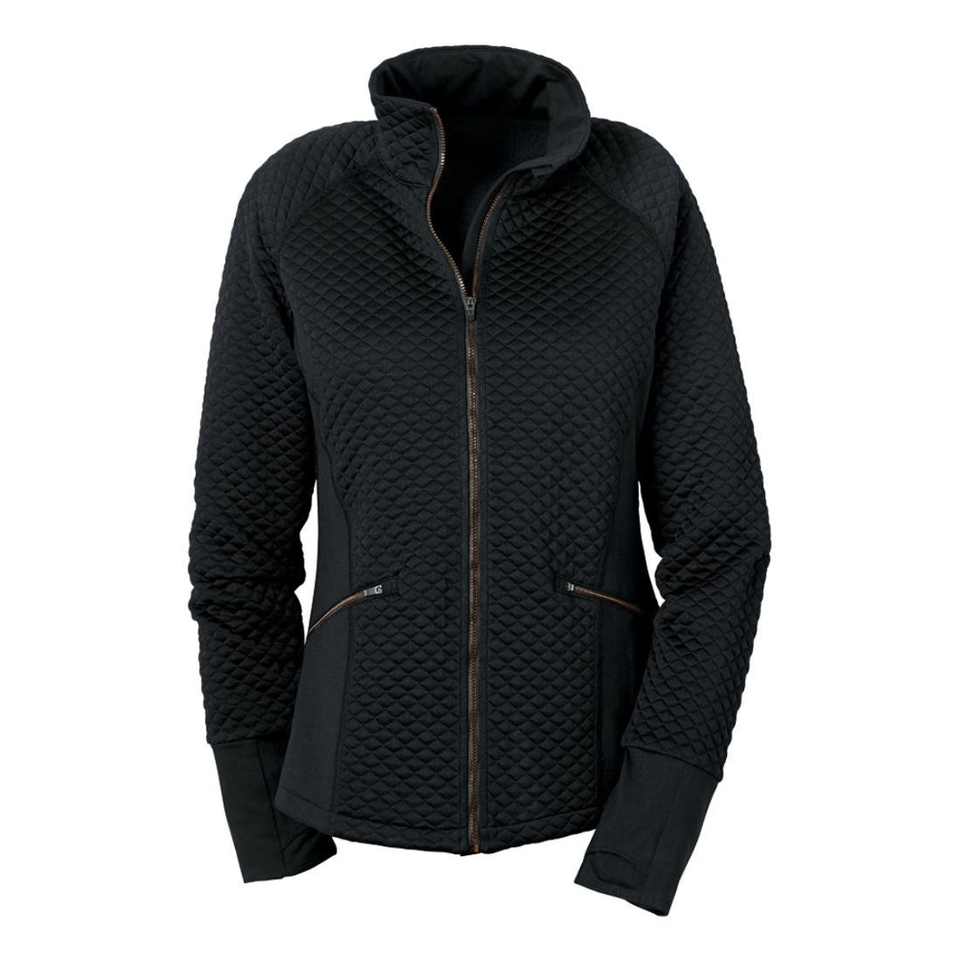 R-Gear Womens Smooth Transition Quilted Jacket  BLACK-BLACK-WHITE Image 3