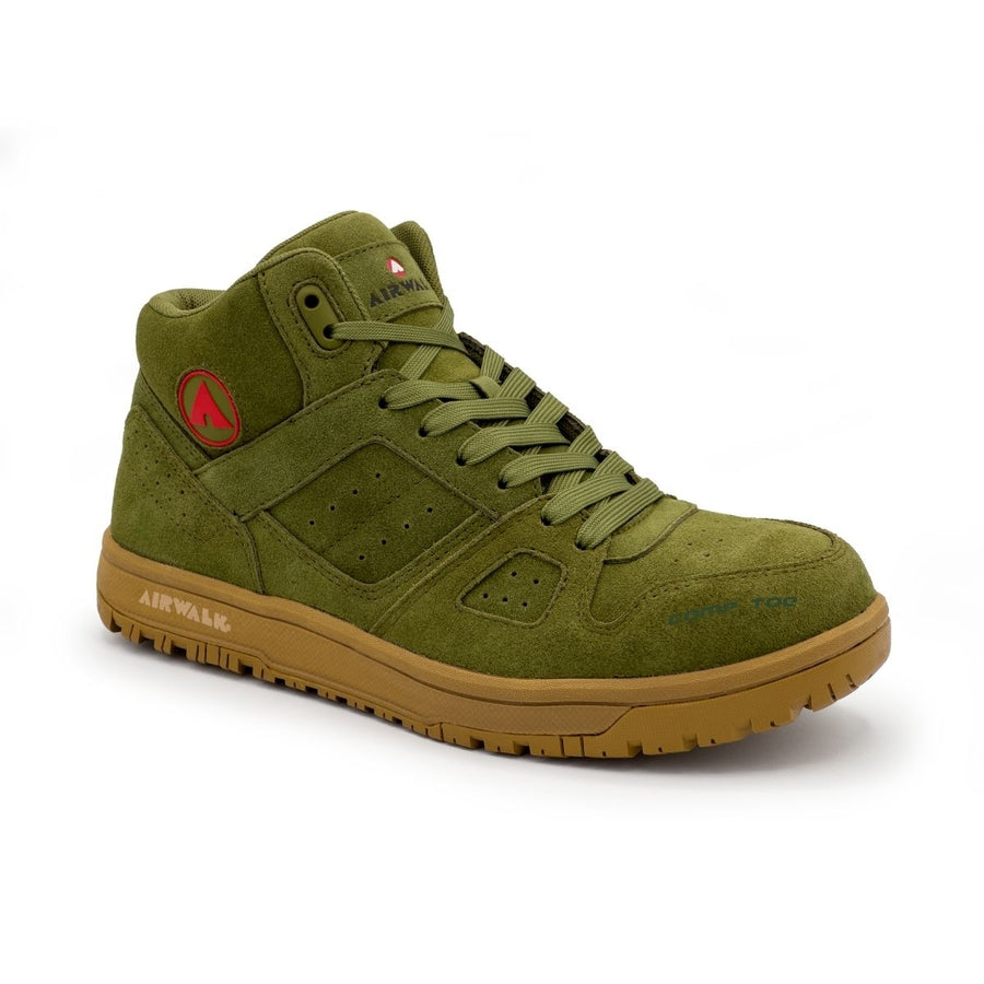 AIRWALK SAFETY Men's Mongo Mid Composite Toe EH Work Boot Olive Green - AW6353  OLIVE/GUM Image 1