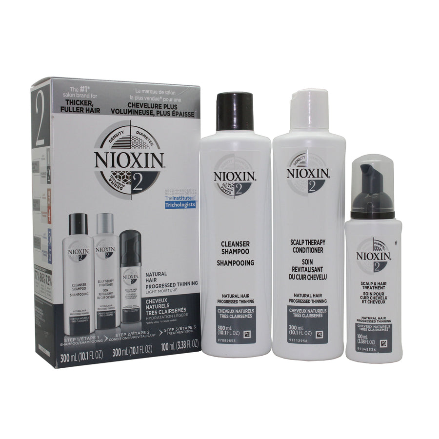 Nioxin System 2 Starter Kit-Cleanser 10oz Therapy 10oz and Treatment 3.3oz (3pc Set) Image 1