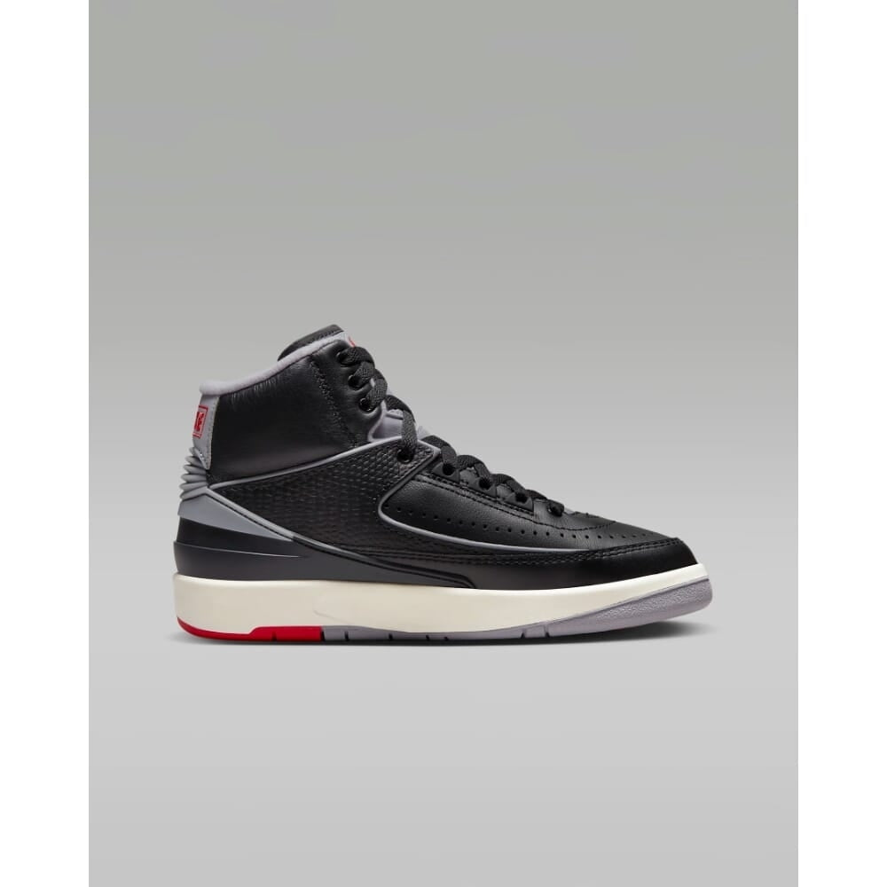 Nike Air Jordan 2 Retro Black/Cement Grey-Fire Red DQ8562-001 Grade-School Image 3