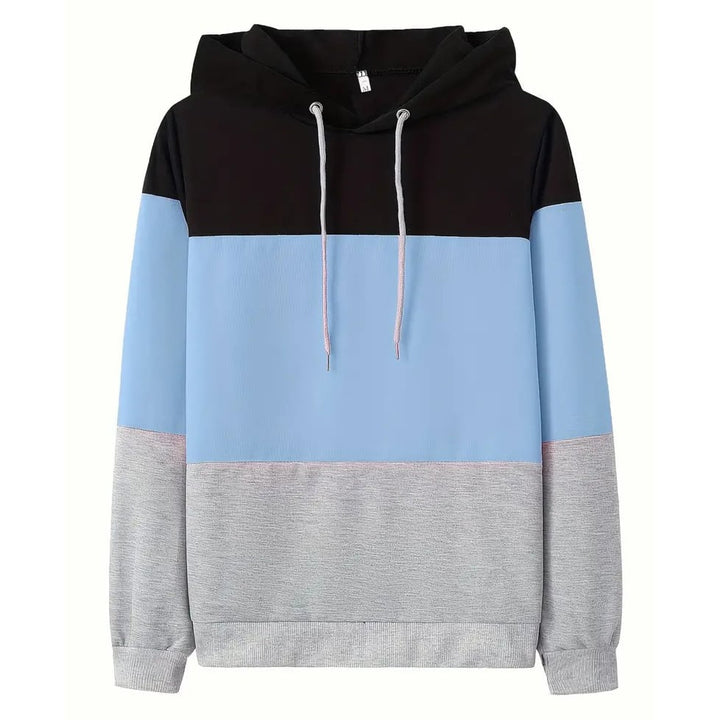 Womens Color Block Hoodie Long Sleeve Drawstring Thermal Hoodies Sweatshirt Womens Clothing Image 1