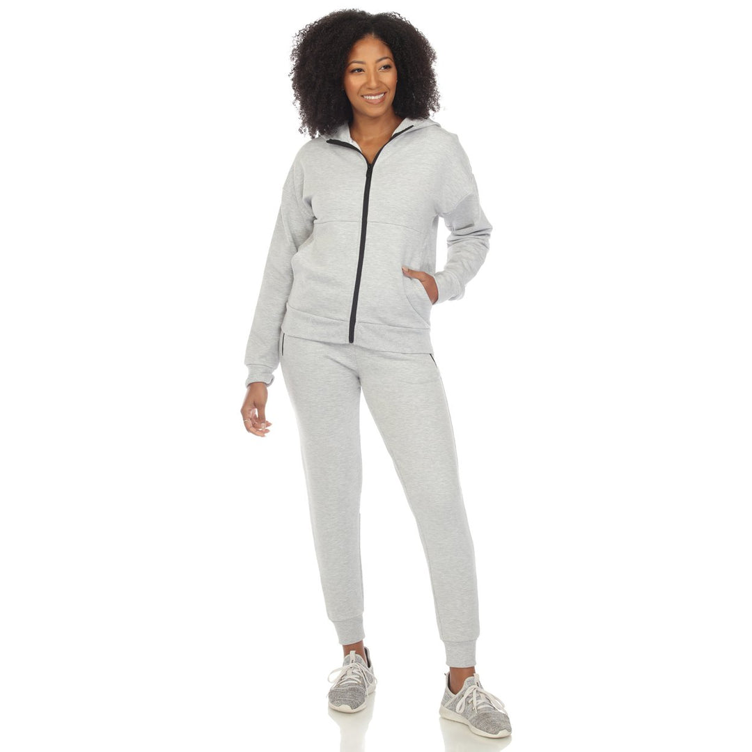 White Mark Womens 2-PC Fleece Sweatsuit Set Zip Hoodie Jogger Pants Cozy Comfort Image 1