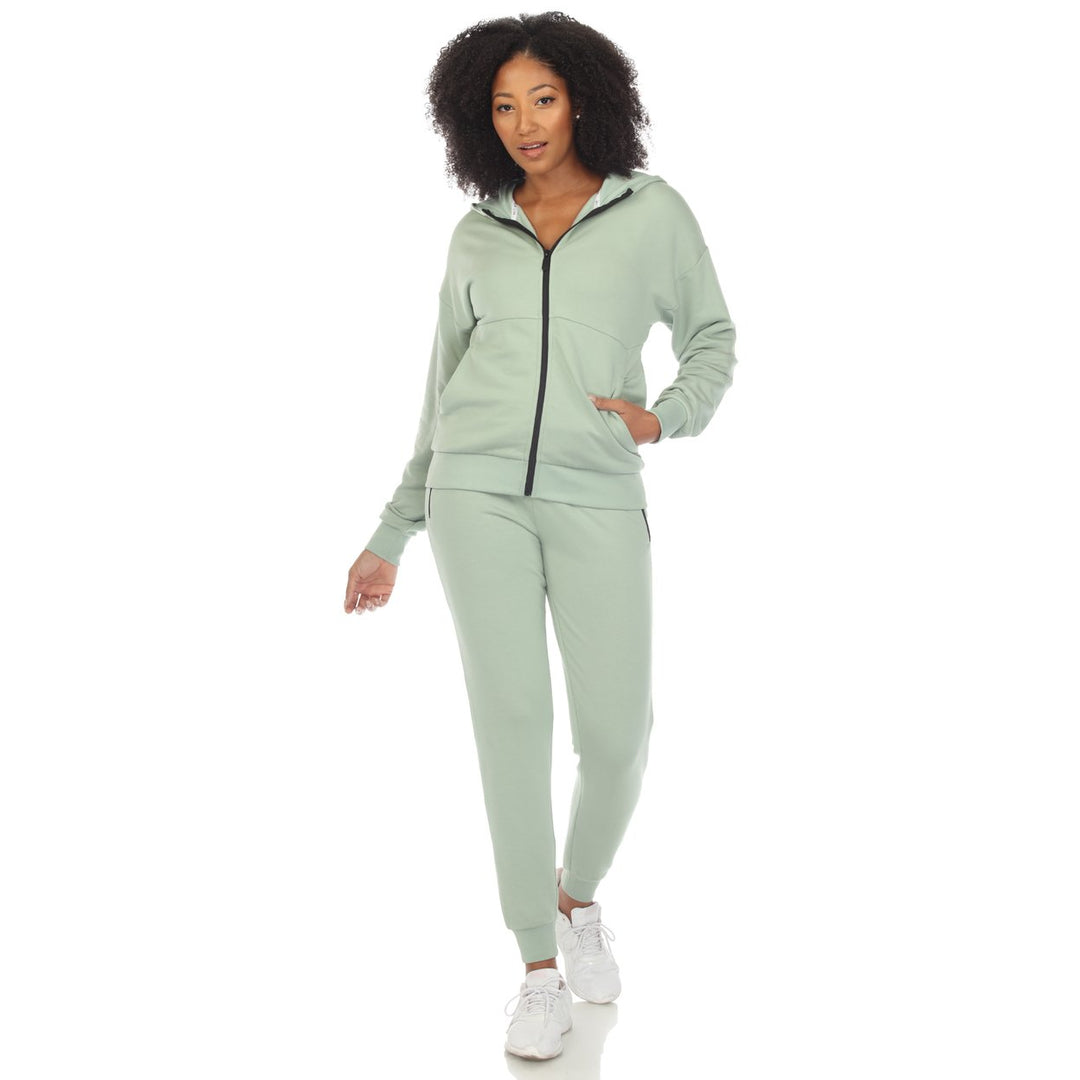 White Mark Womens 2-PC Fleece Sweatsuit Set Zip Hoodie Jogger Pants Cozy Comfort Image 3