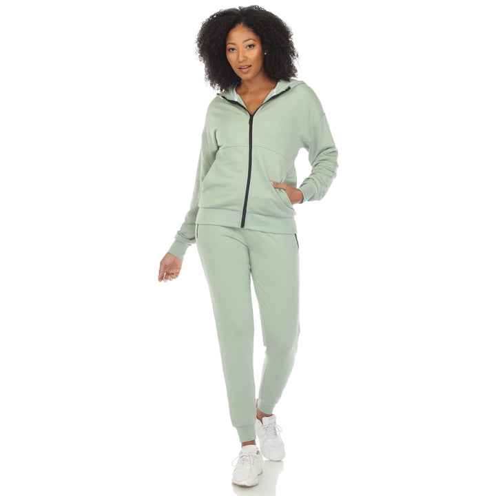 White Mark Womens 2-PC Fleece Sweatsuit Set Zip Hoodie Jogger Pants Cozy Comfort Image 1