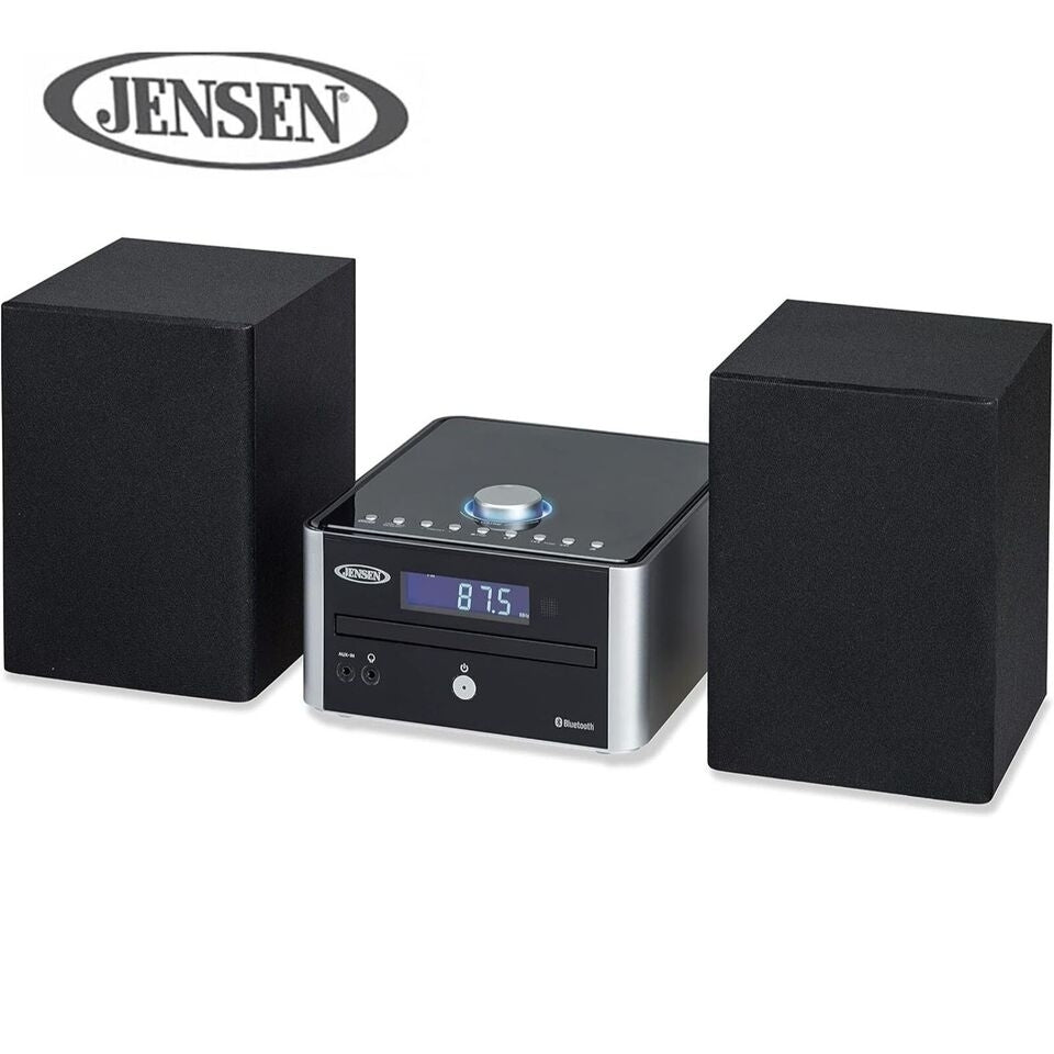 JENSEN Bookshelf Stereo System Bluetooth CD Player AM FM Radio Home Audio Compact Black Image 3