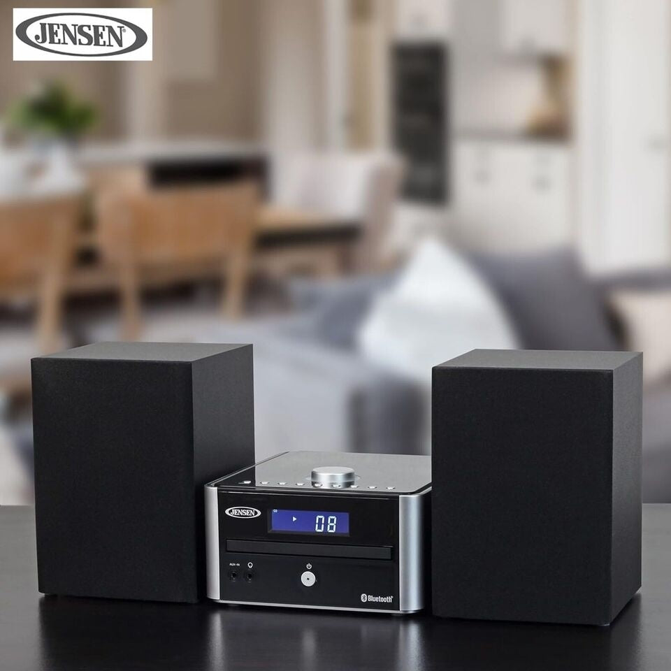 JENSEN Bookshelf Stereo System Bluetooth CD Player AM FM Radio Home Audio Compact Black Image 6