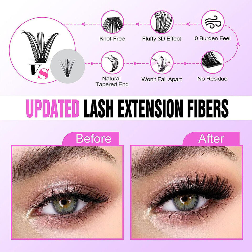 280Pcs DIY Lash Extension Kit Individual Lashes Cluster D Curl Eyelash Style 1 US Image 6