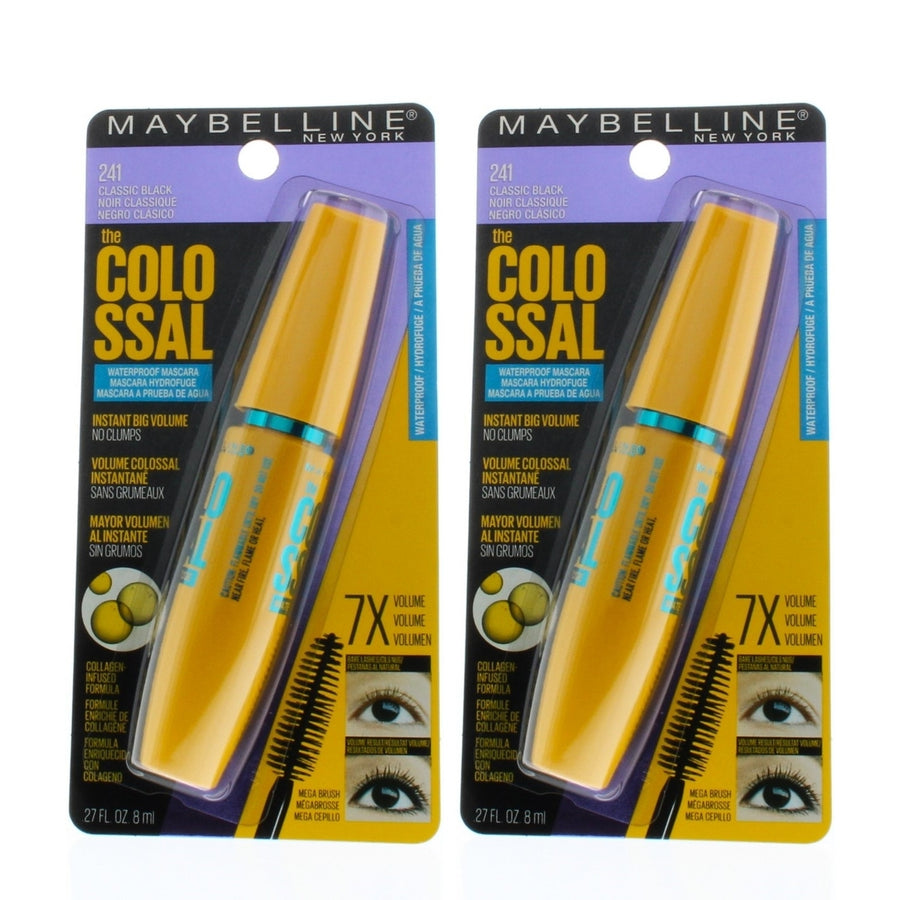 Maybelline Volum'Express The Colossal Mascara 241 Classic Black Waterproof 0.27oz/8ml (2 Pack) Image 1