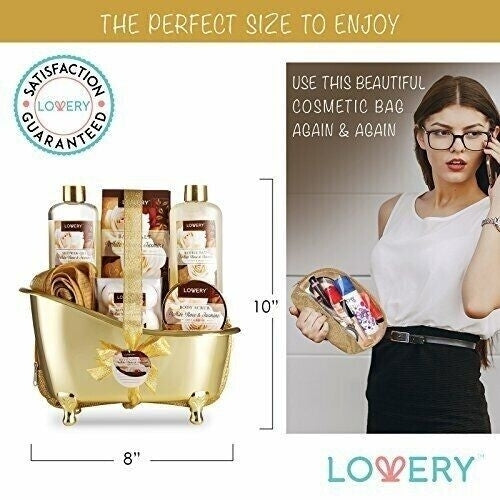 Home Spa Gift Basket By Lovery 13 Pc Bath and Body Set White Rose Jasmine Scent Image 3