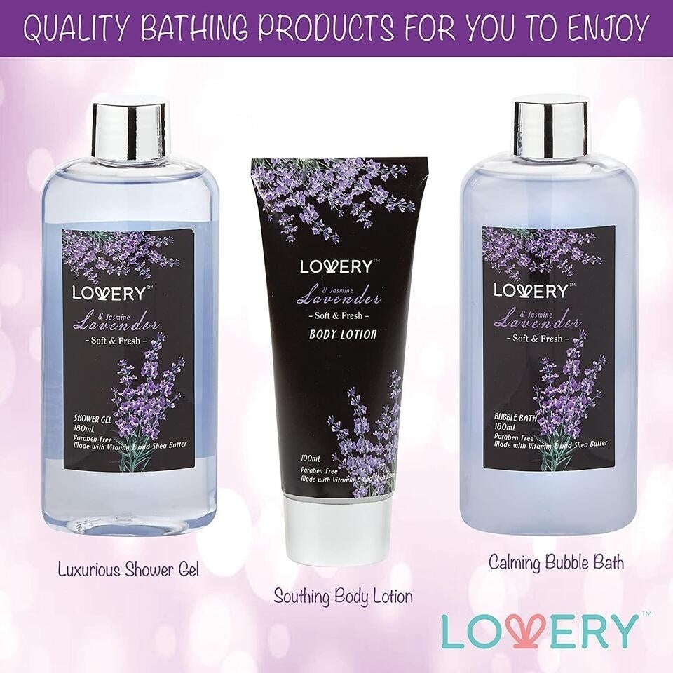 Christmas Gifts - LAVENDER and JASMINE FRAGRANCE Spa Gift Basket Luxury 9 Piece Bath and Body Set for Women / Men Image 4