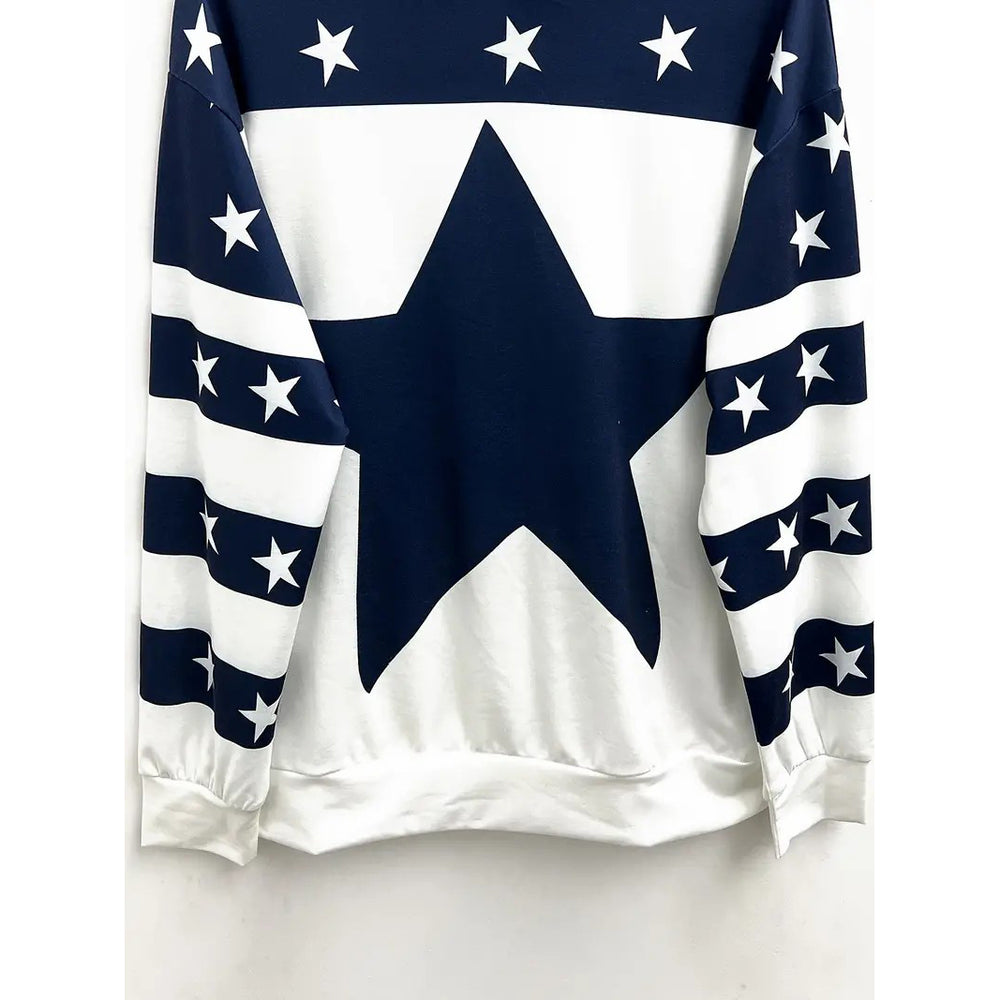 Star Print Drawstring Hoodie Casual Long Sleeve Hoodie Sweatshirt Womens Clothing Image 2