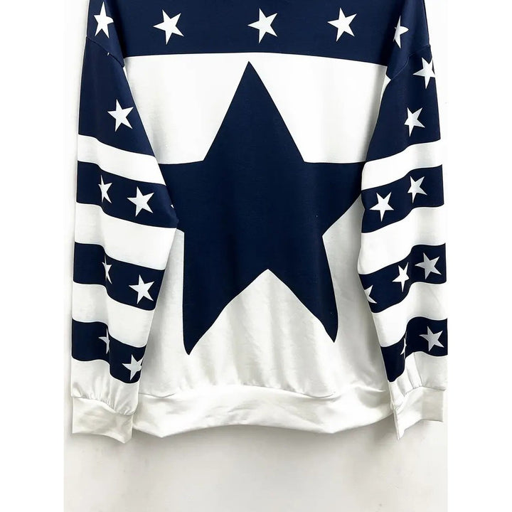 Star Print Drawstring Hoodie Casual Long Sleeve Hoodie Sweatshirt Womens Clothing Image 1