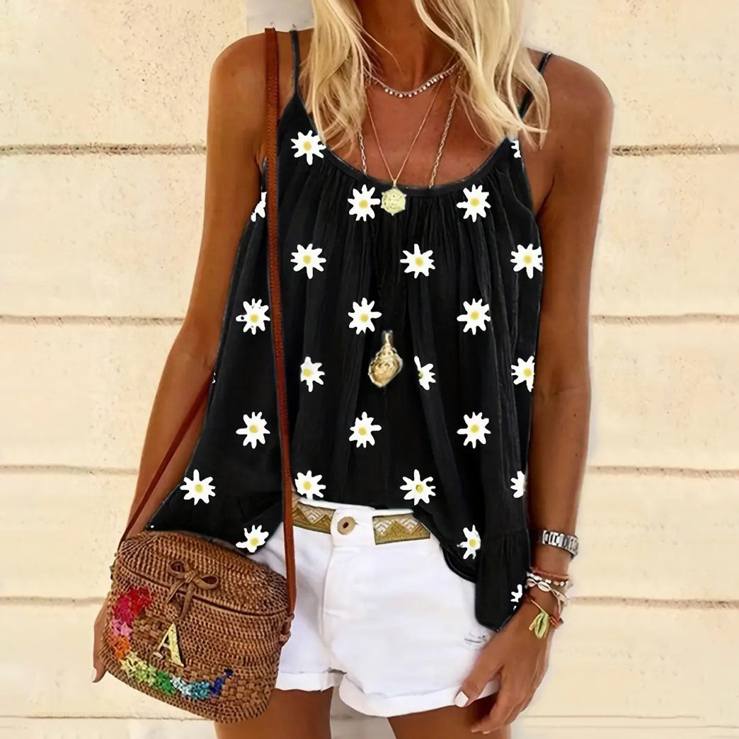 Daisy Print Cami Top Casual Summer Sleeveless Top Womens Clothing Image 1