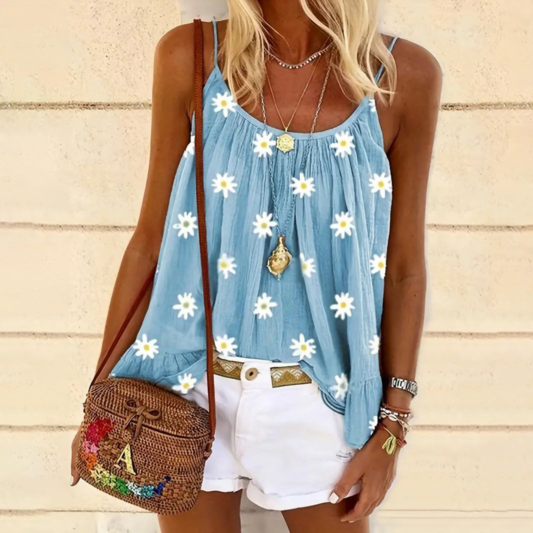 Daisy Print Cami Top Casual Summer Sleeveless Top Womens Clothing Image 4