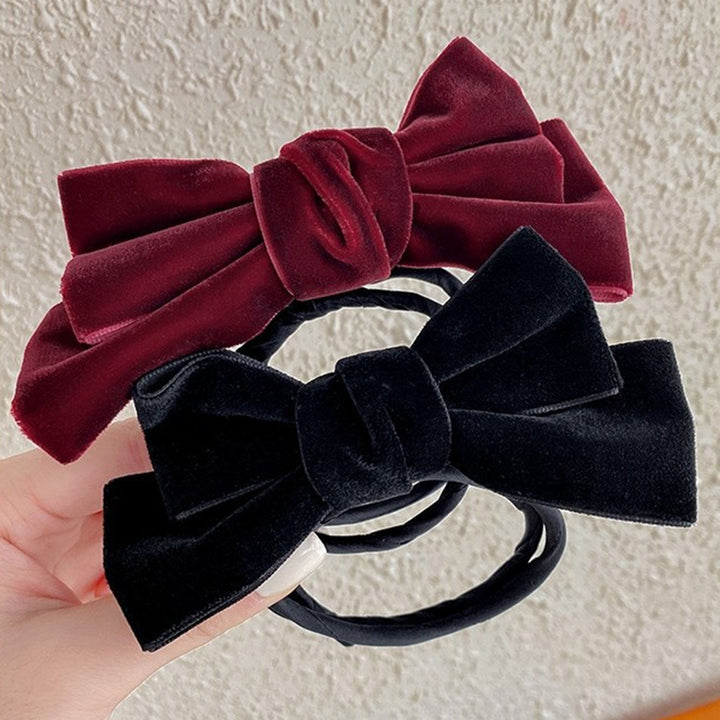 Bowknot Design Bun Curler Handmade Retro Velvet Twist Hair Bun for Dating Image 6