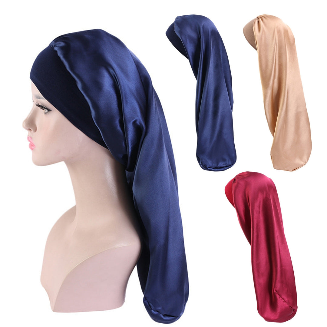 Hair Bonnet Wide Pure Color Imitation Silk Women Shower Hat for Hair Salon Image 8