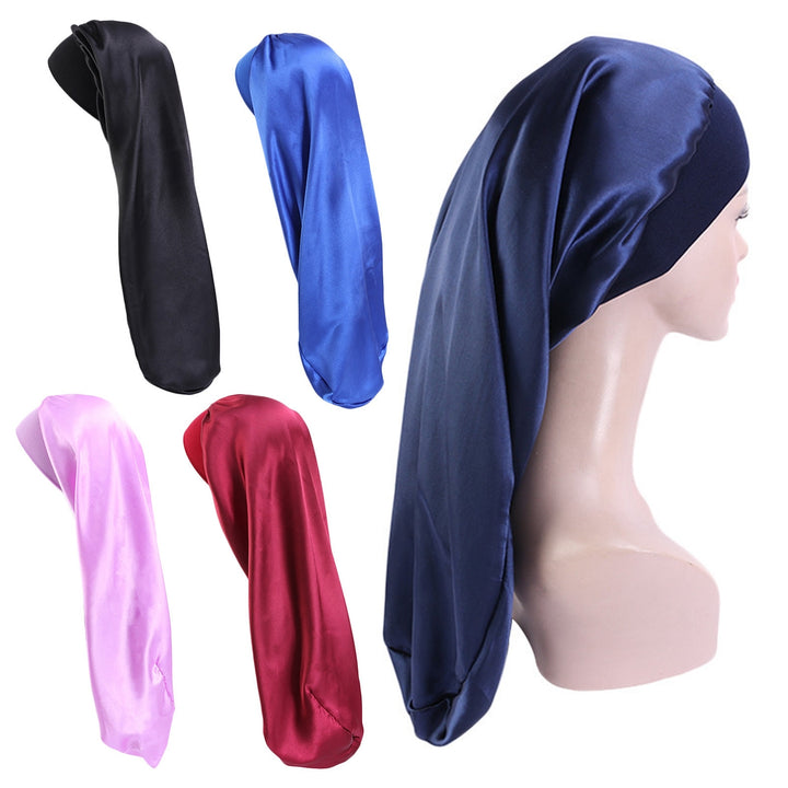 Hair Bonnet Wide Pure Color Imitation Silk Women Shower Hat for Hair Salon Image 9