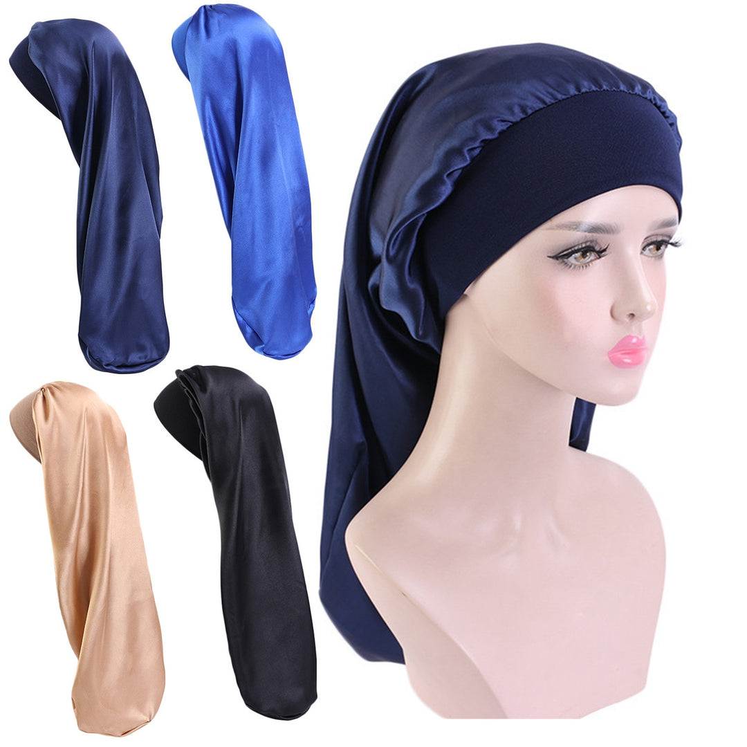 Hair Bonnet Wide Pure Color Imitation Silk Women Shower Hat for Hair Salon Image 10