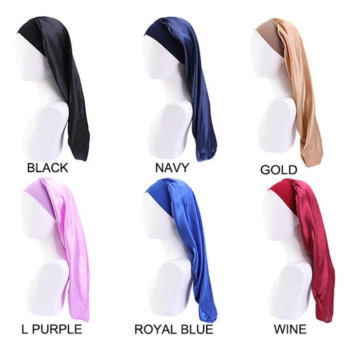 Hair Bonnet Wide Pure Color Imitation Silk Women Shower Hat for Hair Salon Image 12