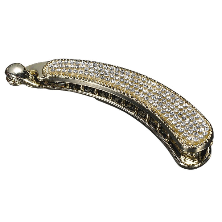 Hair Clip Elegant Banana Shape Rhinestone Decor Faux Crystal Barrette Accessories Hairpin for Lady Image 1