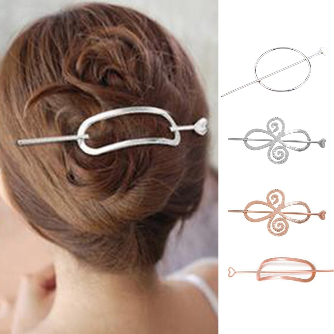 Women Hairpin Geometric Easy to Use Lightweight Bow Knot Hair Barrette for Date Image 1
