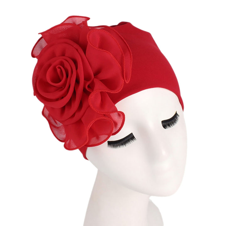Women Hat Big Flower Multi-purpose Lightweight Breathable Turban Cap for Outdoor Image 4