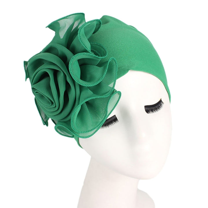 Women Hat Big Flower Multi-purpose Lightweight Breathable Turban Cap for Outdoor Image 1